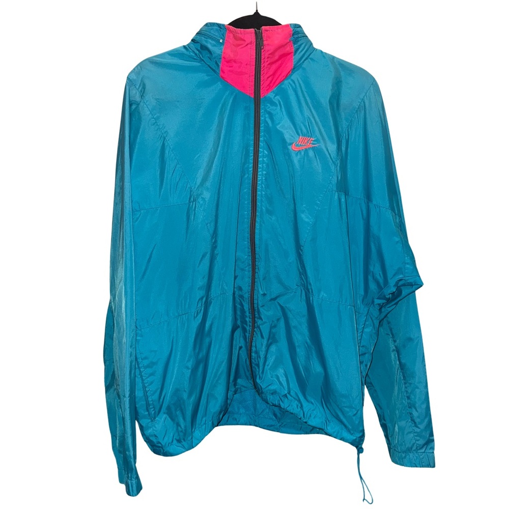 Vintage Windbreaker Neon Pink Details Blue Nike Jacket Size Large